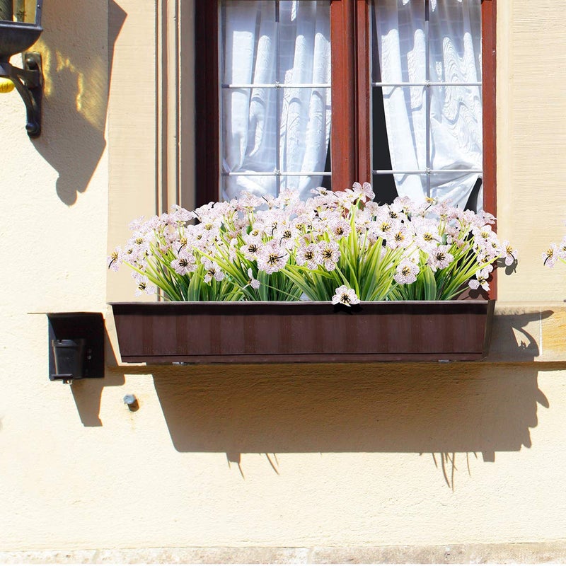 JEMONG 12 Bundles Artificial Flowers Outdoor UV Resistant Fake Flowers No Fade Plastic Plants Garden Porch Window Box Decorating (White) - Image 4